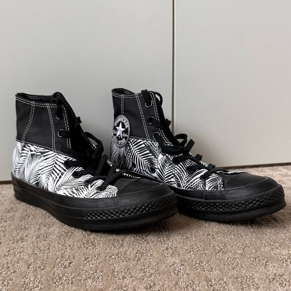Black Converse With Leaf Pattern - image 1